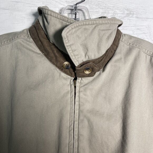 Roundtree & Yorke Khaki Zip Bomber Jacket Flannel Lined Men’s Large - Picture 2 of 6